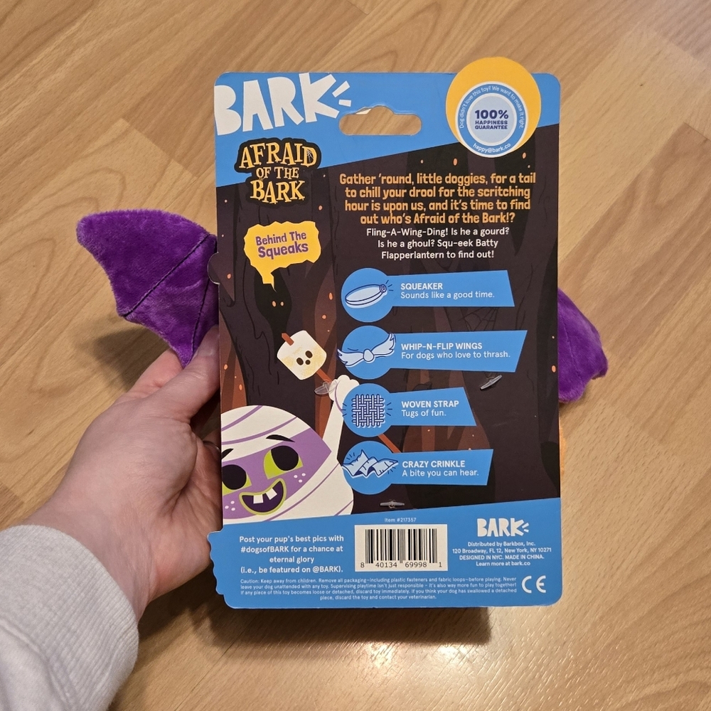 BARK Afraid of the Bark Halloween Batty Flapperlantern Plush Dog Toy 26 - Picture 4 of 5